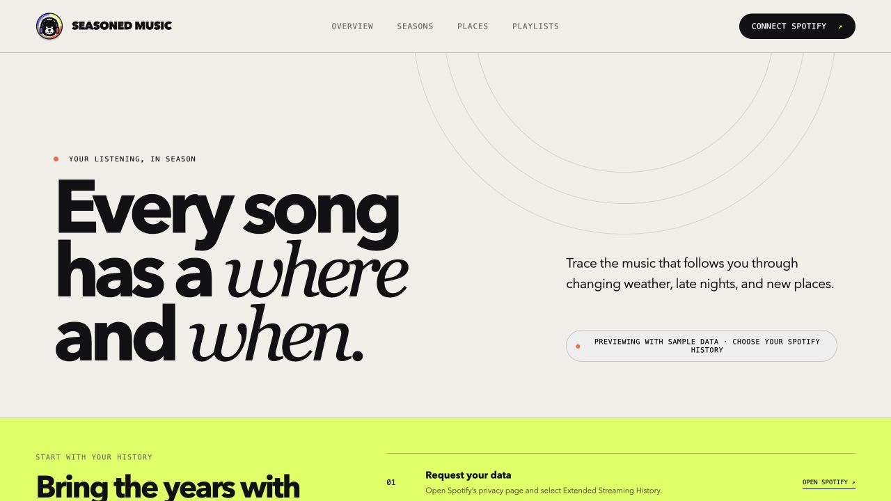 Seasoned Music application preview